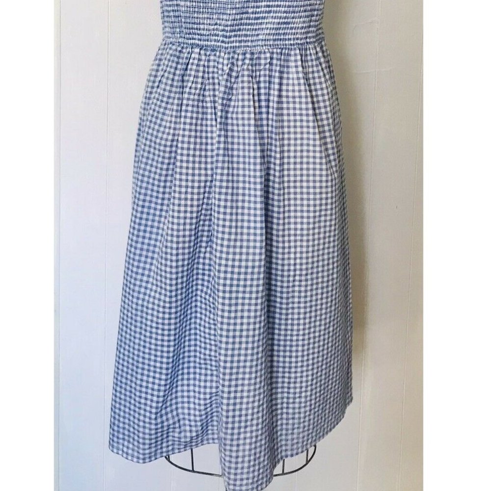 HOST PICK ❤️ H&M BLUE WHITE SMOCKED GINGHAM COTTON DRESS 18 NWT - Picture 8 of 13